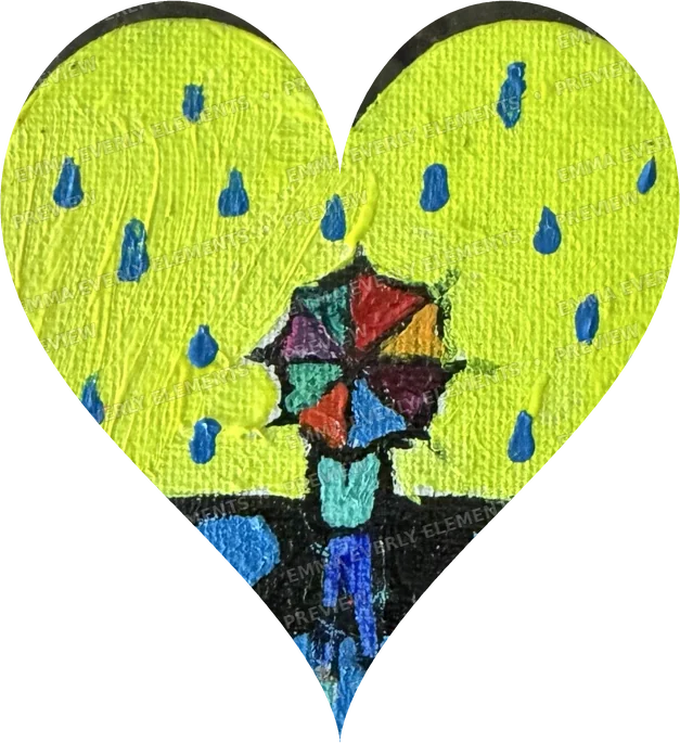 Yellow heart-shaped umbrella magnet